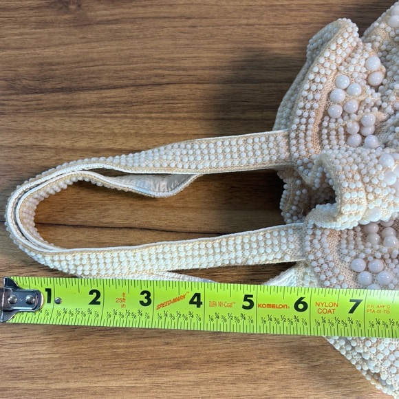 Vintage 1950s Candy Dot Cream & White Double Beaded Hand Bag - Picture 5 of 15